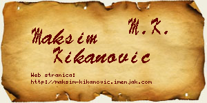 Maksim Kikanović vizit kartica
